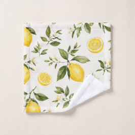 Elegantes Wasserfarben-Limonenblüten-Botanikmuster Waschlappen