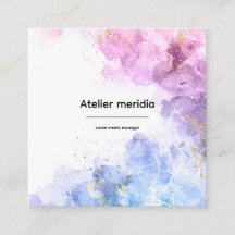 Elegantes Wasserfarben Pink Blau Gold Soziale Medi