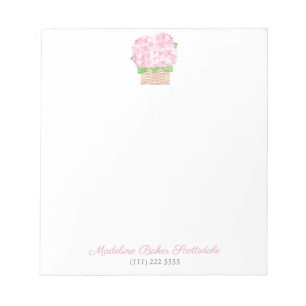 Elegantes Wasserfarben-Rosa-Hortensien-Notizbuch f Notizblock