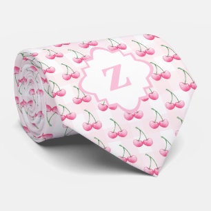Elegantes Wasserfarben-Rosa-Kirsch-Monogramm Krawatte