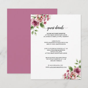 Elegantes Wasserfarben-Rosabouquet Hochzeit Begleitkarte