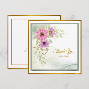 Elegantes Wasserfarben-Rosé-Blumen-Dankeschön Mitteilungskarte