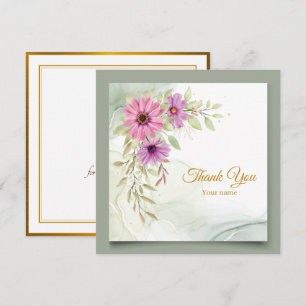 Elegantes Wasserfarben-Rosé-Blumen-Dankeschön Mitteilungskarte