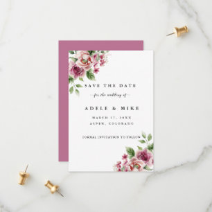 Elegantes Wasserfarben-Rosé-Rosenstrauß-Hochzeit Save The Date
