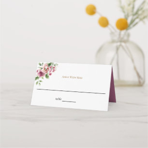 Elegantes Wasserfarben-Rosengesteck Hochzeit Platzkarte