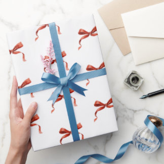Elegantes Wasserfarben-Rotband-Weihnachtsverpackun Geschenkpapier