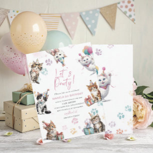 Elegantes Wasserfarben-Set zum 5. Geburtstag Kätzc Einladung