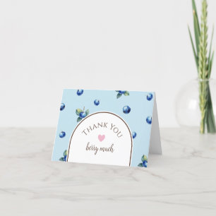 Elegantes Wasserfarben Süße Blaubeere Geburtstag Dankeskarte