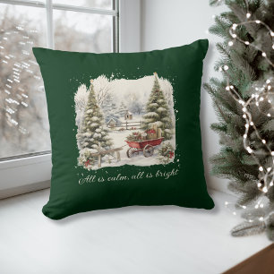 Elegantes Wasserfarben-Vintage-Christmas-Skript Kissen