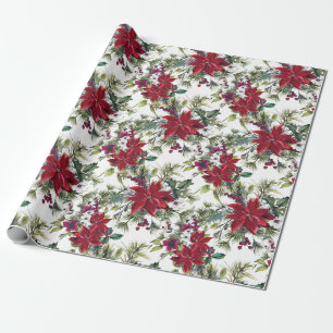 Elegantes Wasserfarben-Weihnachtsstern-Muster Feie Geschenkpapier