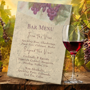 Elegantes Wasserfarben-Weingut-Weinbar-Menü Sockelschild