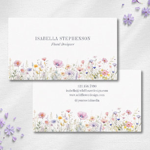 Elegantes Wasserfarben-Wildblumen-Blumendesign Visitenkarte