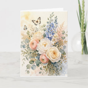 Elegantes Wasserfarben-Wildblumenbouquet Feiertagskarte