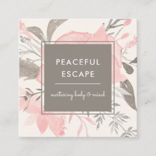 Elegantes Wasserfarbenblau und Taupe mit Sozialm Quadratische Visitenkarte