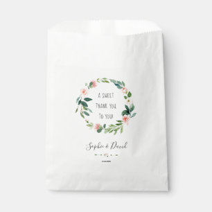 Elegantes Wasserfarbenblush Blume Hochzeit Geschenktütchen