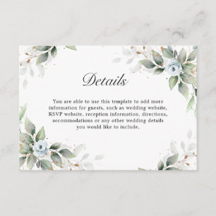 Elegantes Wasserfarbendrost, blaue Foliage Details Begleitkarte