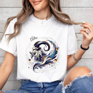 Elegantes Wasserfarbenkorn Zodiac Custom White T-Shirt
