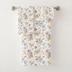 Elegantes Wasserfarbmuster im Herbst Badhandtuch Set