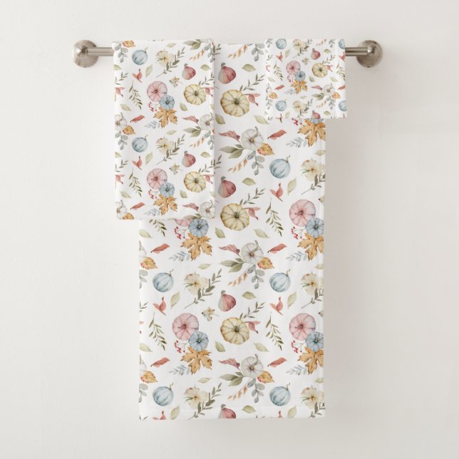 Elegantes Wasserfarbmuster im Herbst Badhandtuch Set (Insitu)