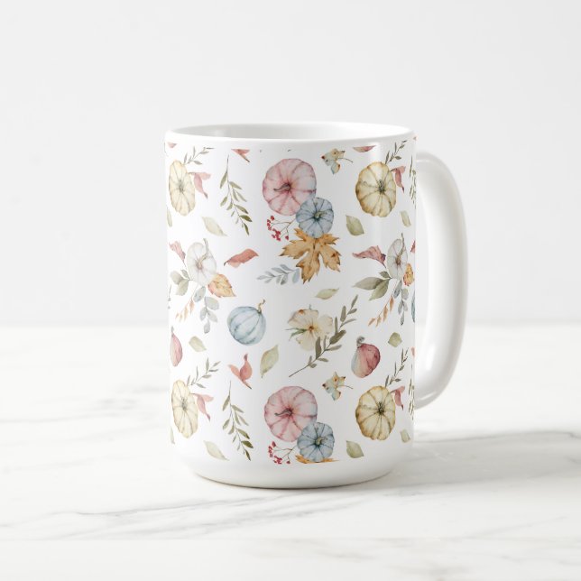 Elegantes Wasserfarbmuster im Herbst Kaffeetasse (VorderseiteRechts)