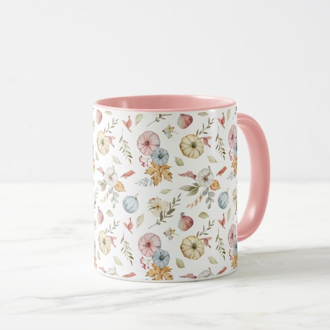 Elegantes Wasserfarbmuster im Herbst Tasse (VorderseiteRechts)