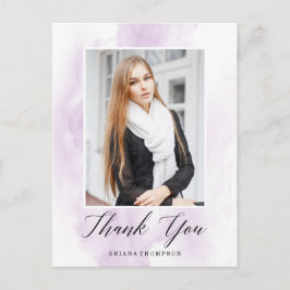 Elegantes Watercolor Abschluss Foto Vielen Dank Postkarte
