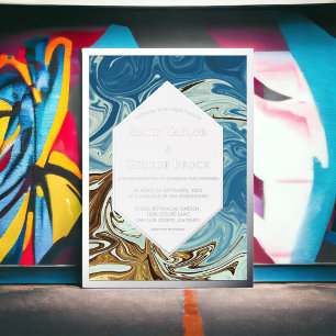 Elegantes Watercolor Abstraktes Hochzeitsilber Folieneinladung