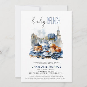 Elegantes Watercolor Baby Shower Brunch Einladung
