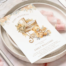 Elegantes Watercolor Beige & Gold Baby Sprinkle