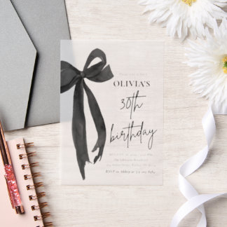 Elegantes Watercolor Black Bow 30. Geburtstag Part