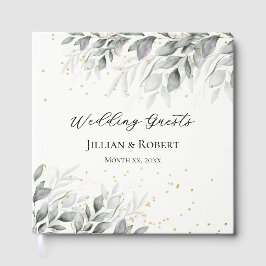 Elegantes Watercolor Blätter Wedding Guest Book Gästebuch