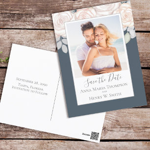 Elegantes Watercolor Blush Bloral Calligraphy Foto Postkarte