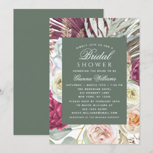 Elegantes Watercolor Boho Floral Brautparty Einladung