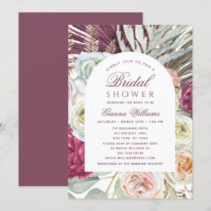Elegantes Watercolor Boho Floral Brautparty Einladung
