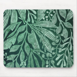 Elegantes Watercolor Botanisches grünes Blätter Ku Mousepad