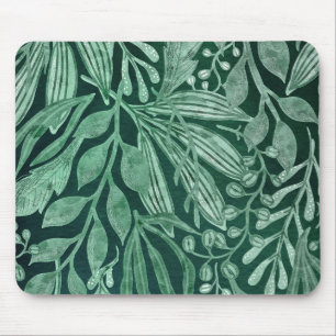 Elegantes Watercolor Botanisches grünes Blätter Ku Mousepad