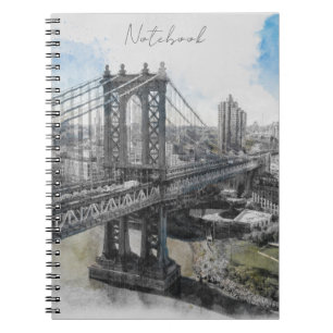 Elegantes Watercolor Brooklyn Spiral Foto Notebook Notizblock