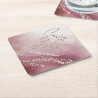 Elegantes Watercolor Burgund & Gold Save the Date