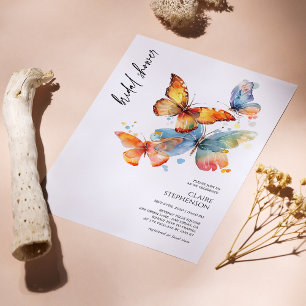 Elegantes Watercolor Butterfly Brautparty laden Einladung