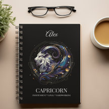 Elegantes Watercolor Capricorn Zodiac Custom Journ