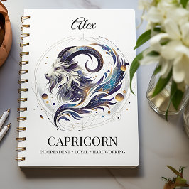 Elegantes Watercolor Capricorn Zodiac Custom Journ Notizbuch