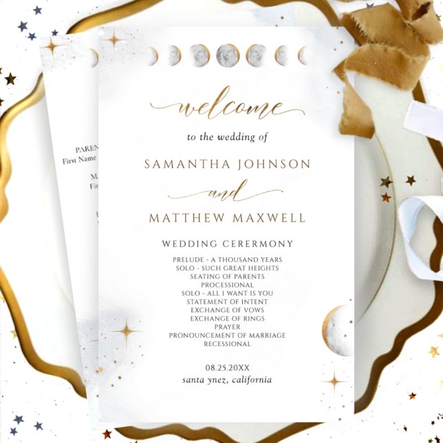 Elegantes Watercolor Celestial Wedding Program (Von Creator hochgeladen)