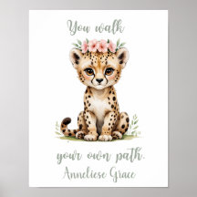 Elegantes Watercolor Cheetah Girl's Kinderzimmer C