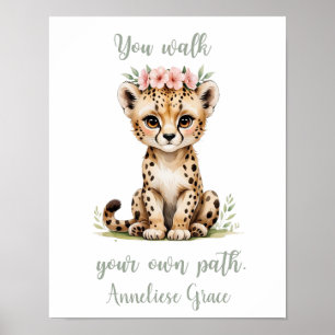 Elegantes Watercolor Cheetah Girl's Kinderzimmer C Poster