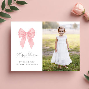 Elegantes Watercolor Coquette Bow Osterfest Foto Feiertagskarte