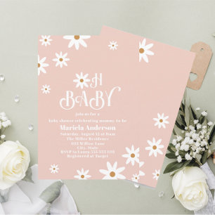 Elegantes Watercolor Daisy Baby in Bloom Baby Show Einladung