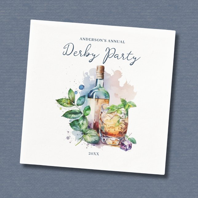 Elegantes Watercolor Derby Party Serviette (Von Creator hochgeladen)