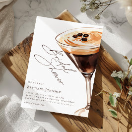 Elegantes Watercolor Espresso Martini Brautparty Einladung