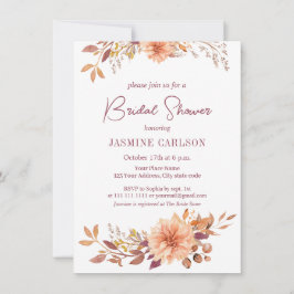 Elegantes Watercolor Fall Blume Brautparty Einladung