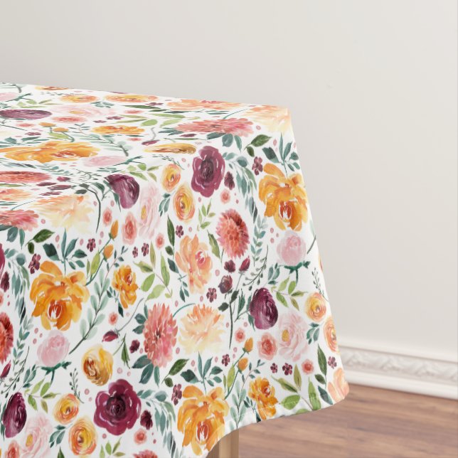 Elegantes Watercolor Fall Floral Muster Tischdecke (Beispiel)